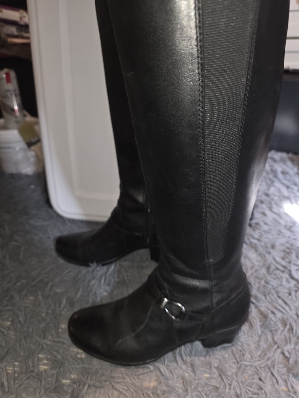 Clarks Black Over-the-Knee Riding Boots with Ring Detail